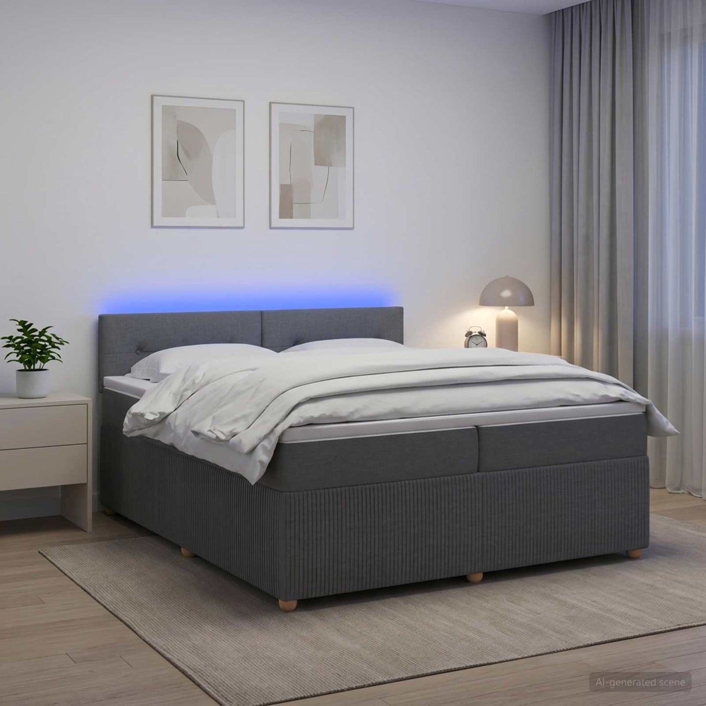vidaXL Κρεβάτι box spring με στρώμα Σκούρο Γκρι 200 x 200 cm Ύφασμα