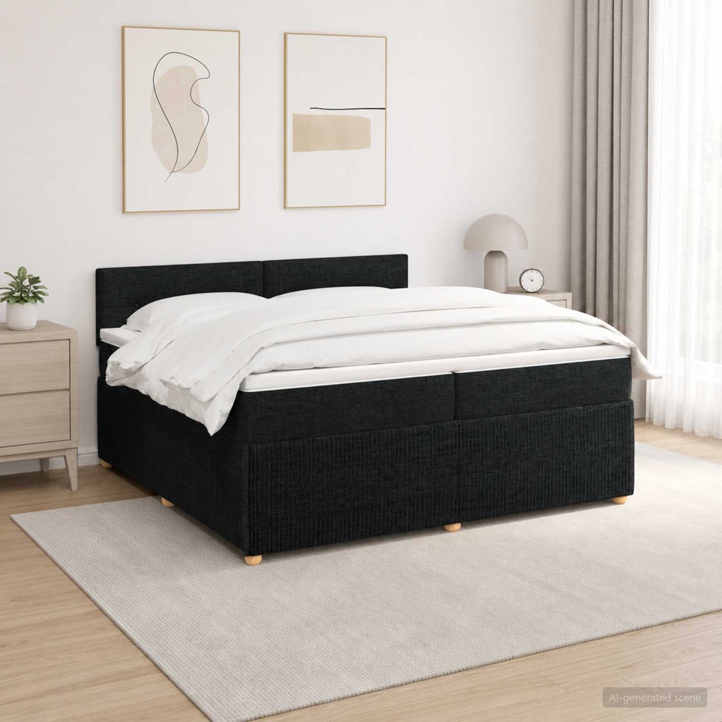 vidaXL Κρεβάτι box spring με στρώμα Μαύρο 200 x 200 cm Ύφασμα