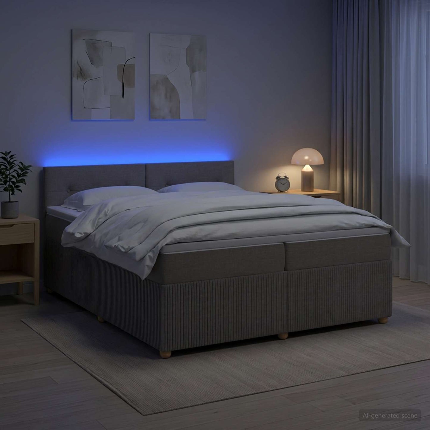 vidaXL Κρεβάτι box spring με στρώμα Taupe 200 x 200 cm Ύφασμα