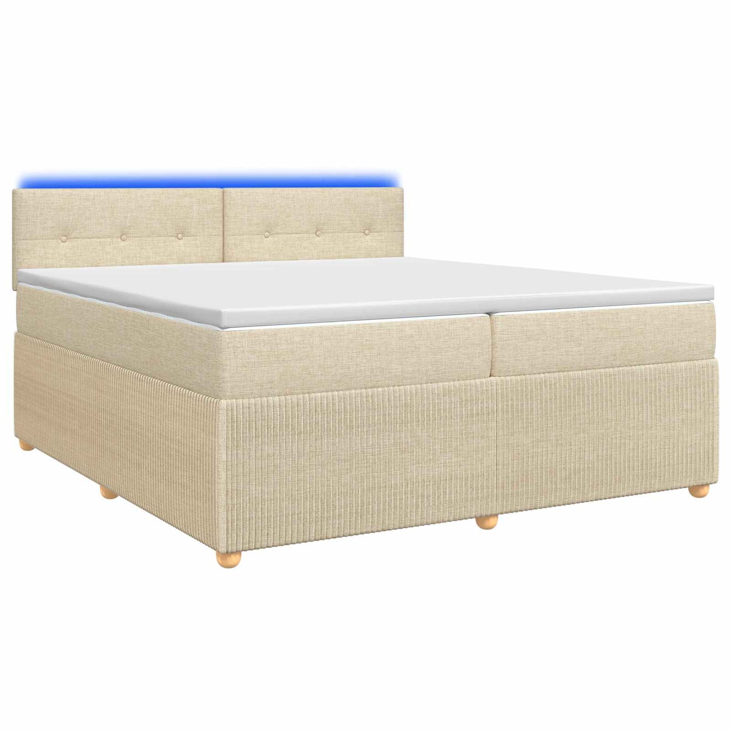 vidaXL Κρεβάτι box spring με στρώμα Κρεμ 200 x 200 cm Ύφασμα