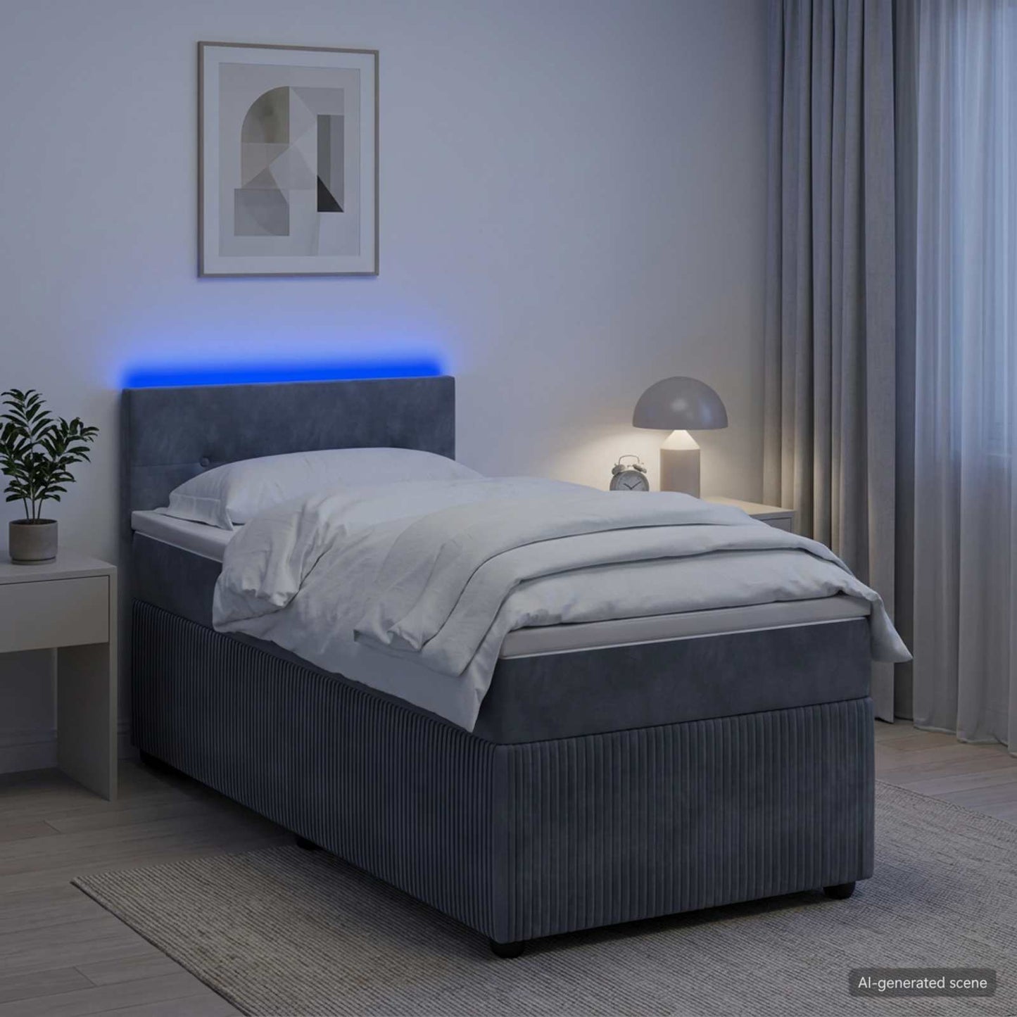 vidaXL Κρεβάτι box spring με στρώμα Σκούρο Γκρι 80 x 200 cm Βελούδο