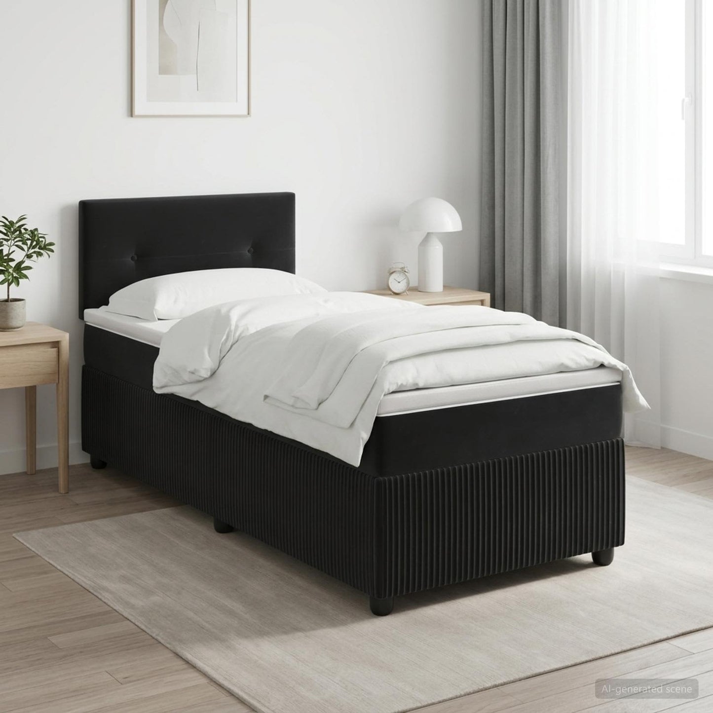 vidaXL Κρεβάτι box spring με στρώμα Μαύρο 80 x 200 cm Βελούδο