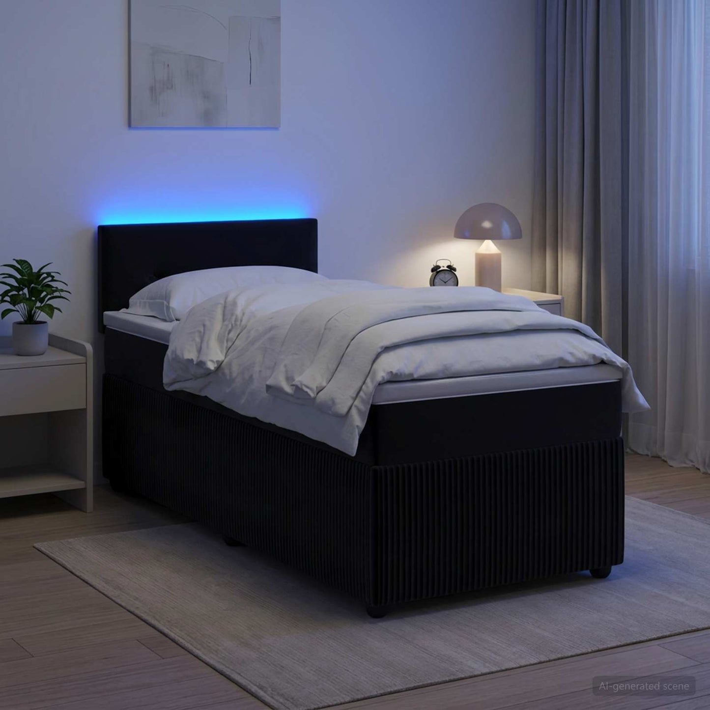 vidaXL Κρεβάτι box spring με στρώμα Μαύρο 80 x 200 cm Βελούδο