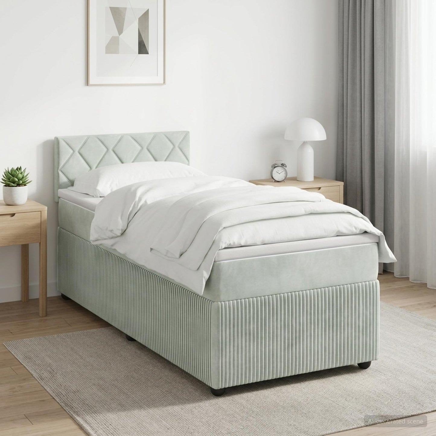 vidaXL Κρεβάτι box spring με στρώμα Ανοιχτό γκρι 100 x 200 cm Βελούδο