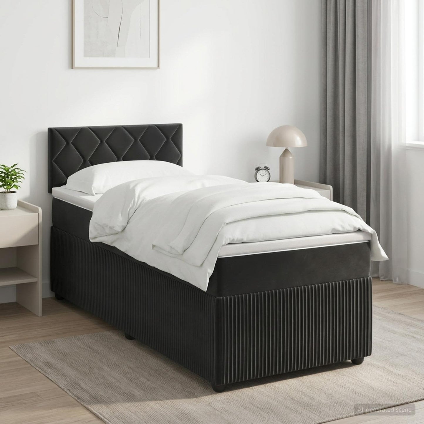 vidaXL Κρεβάτι box spring με στρώμα Μαύρο 100 x 200 cm Βελούδο