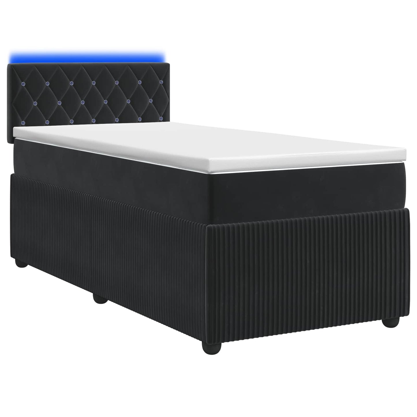 vidaXL Κρεβάτι box spring με στρώμα Μαύρο 90 x 190 cm Βελούδο