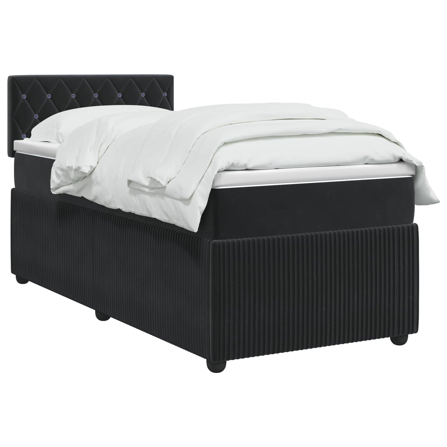 vidaXL Κρεβάτι box spring με στρώμα Μαύρο 90 x 190 cm Βελούδο