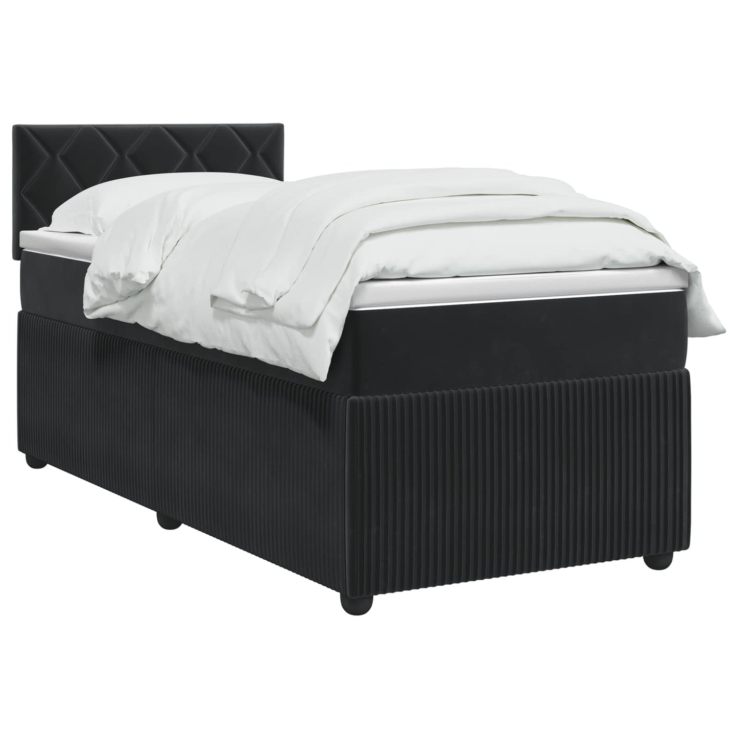 vidaXL Κρεβάτι box spring με στρώμα Μαύρο 90 x 190 cm Βελούδο