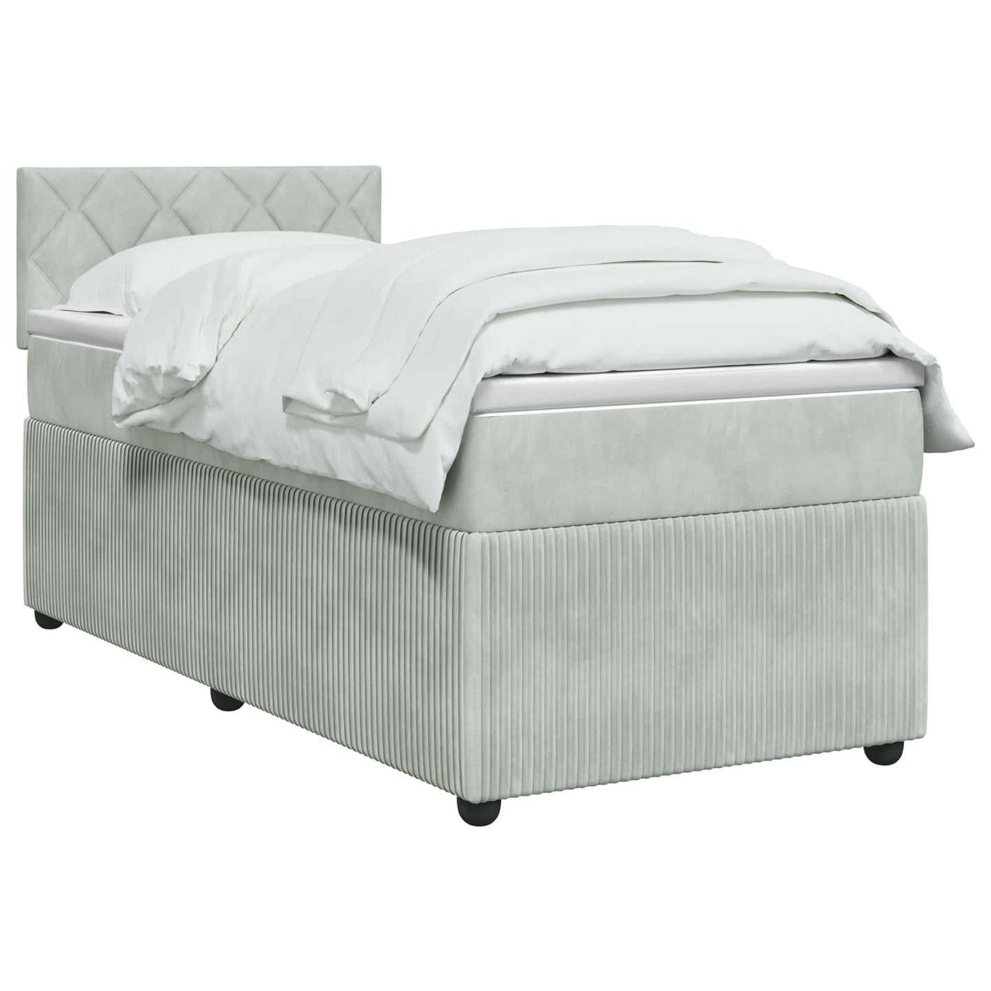 vidaXL Κρεβάτι box spring με στρώμα Ανοιχτό γκρι 90 x 200 cm Βελούδο