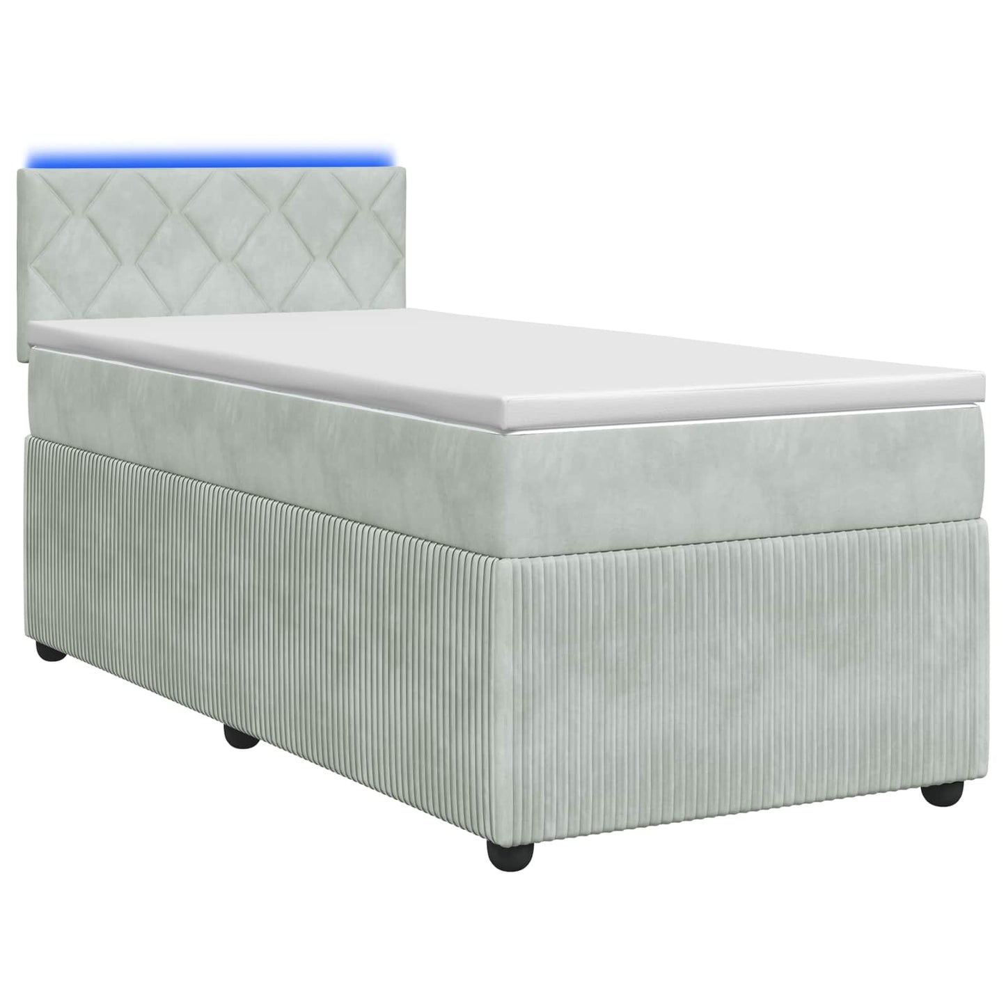 vidaXL Κρεβάτι box spring με στρώμα Ανοιχτό γκρι 100 x 200 cm Βελούδο