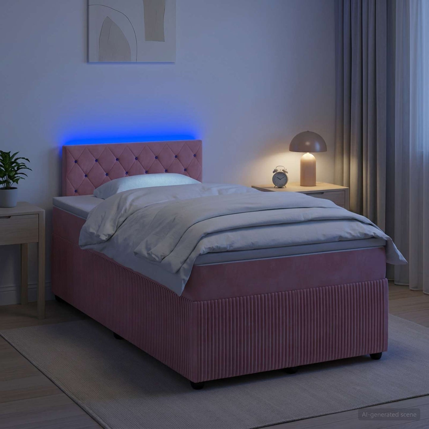 vidaXL Κρεβάτι box spring με στρώμα Ροζ 120 x 190 cm Βελούδο
