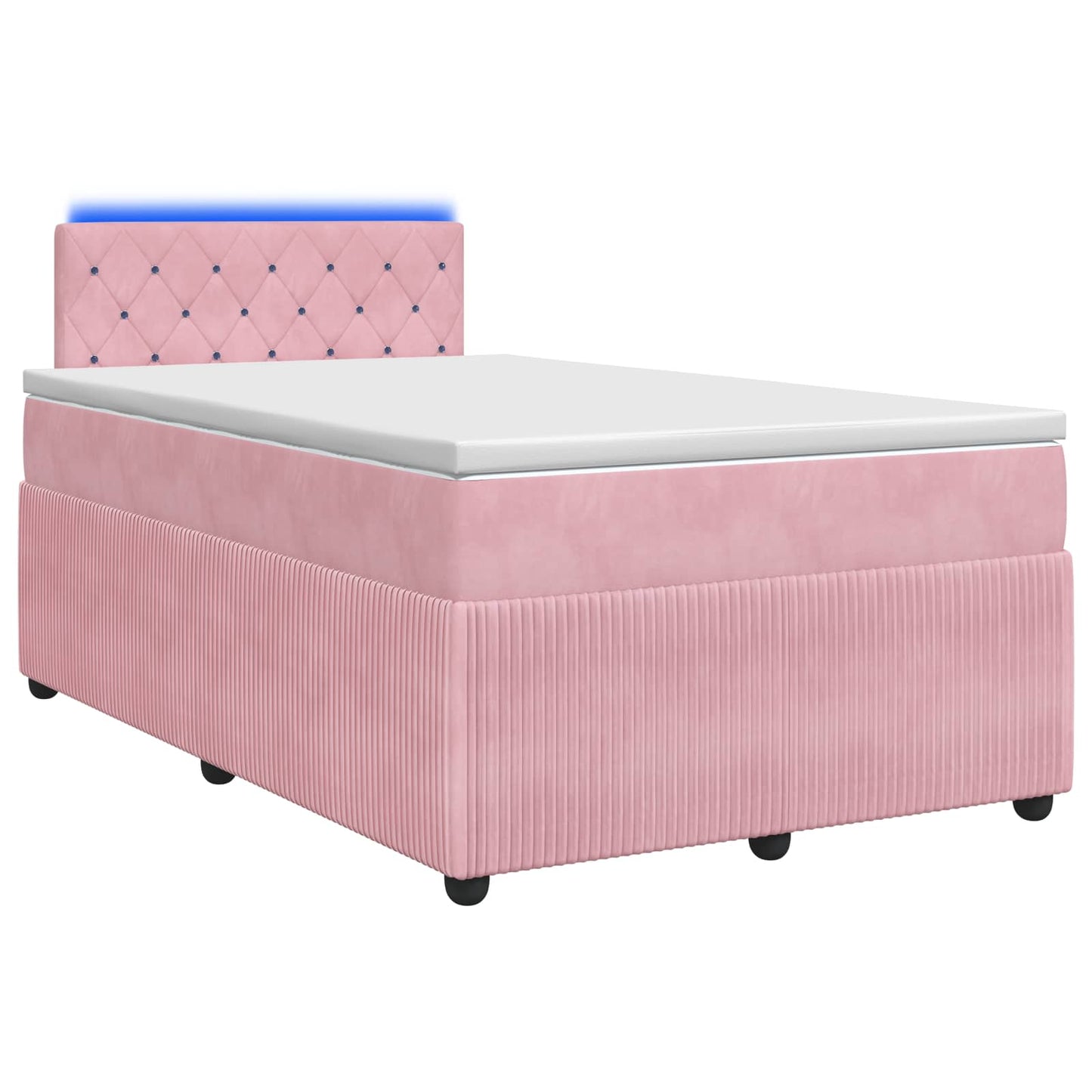 vidaXL Κρεβάτι box spring με στρώμα Ροζ 120 x 190 cm Βελούδο
