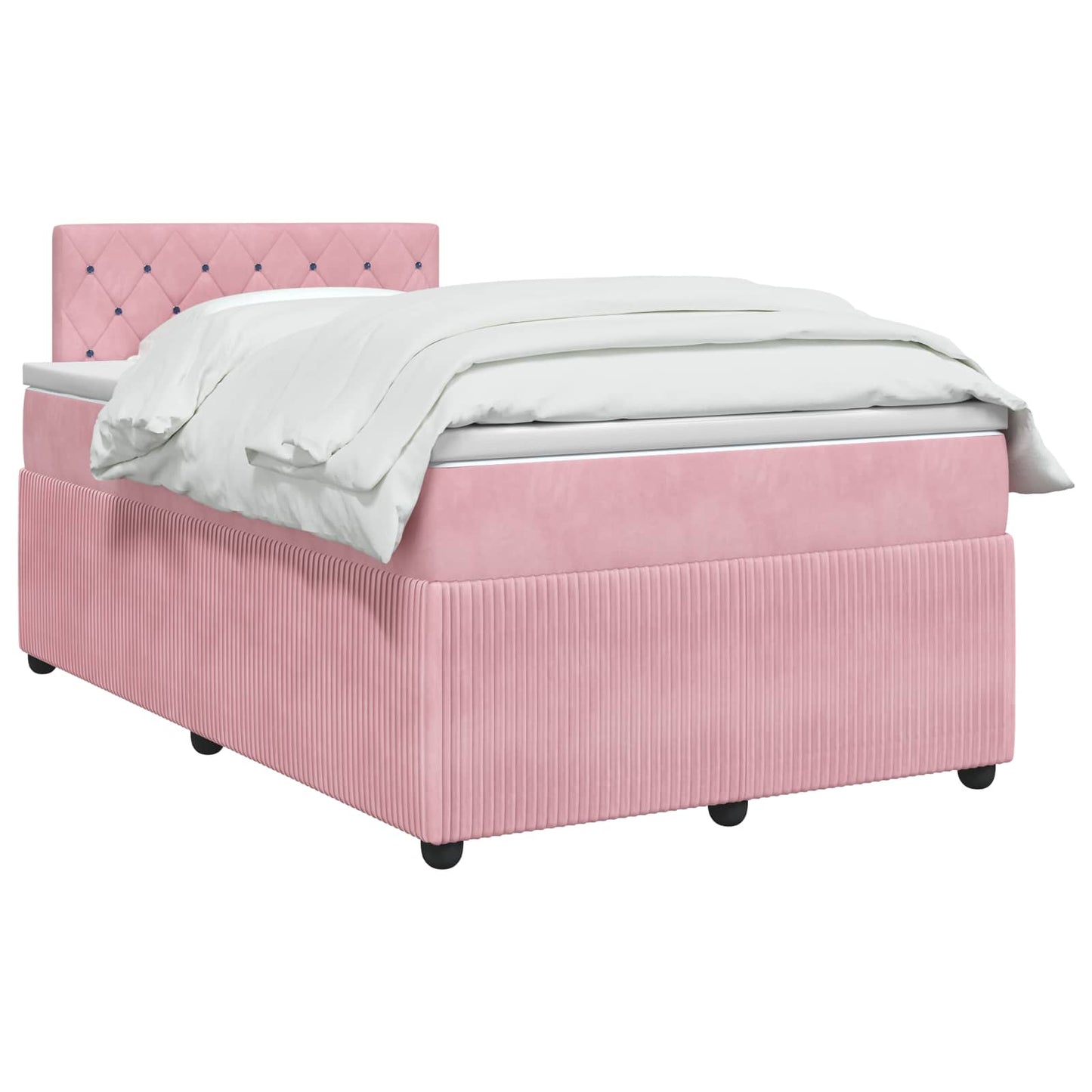 vidaXL Κρεβάτι box spring με στρώμα Ροζ 120 x 190 cm Βελούδο