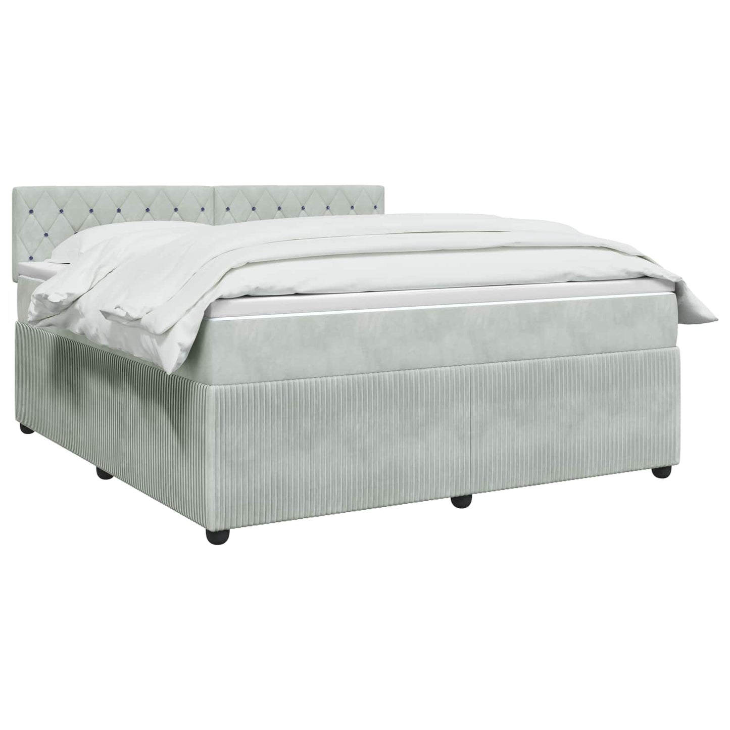 vidaXL Κρεβάτι box spring με στρώμα Ανοιχτό γκρι 140 x 190 cm Βελούδο