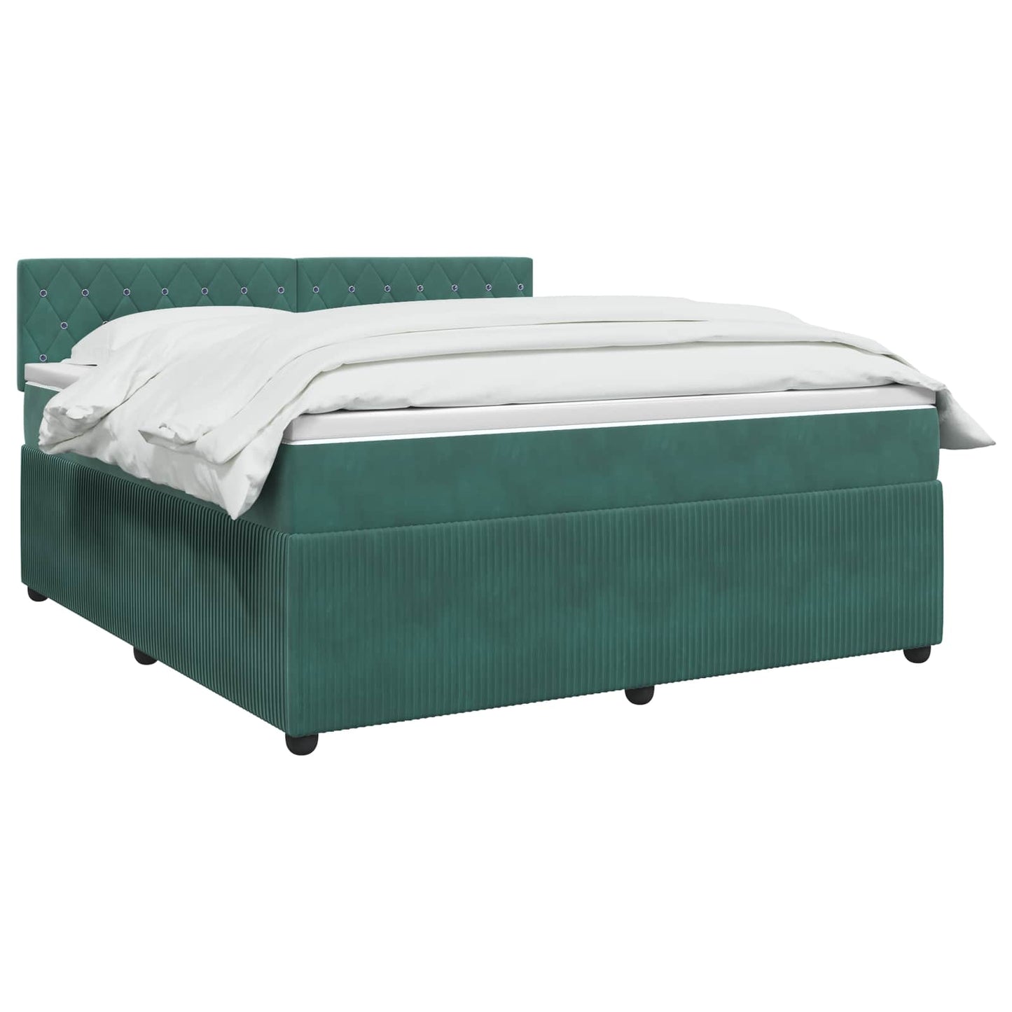 vidaXL Κρεβάτι box spring με στρώμα Σκούρο Πράσινο 140 x 190 cm