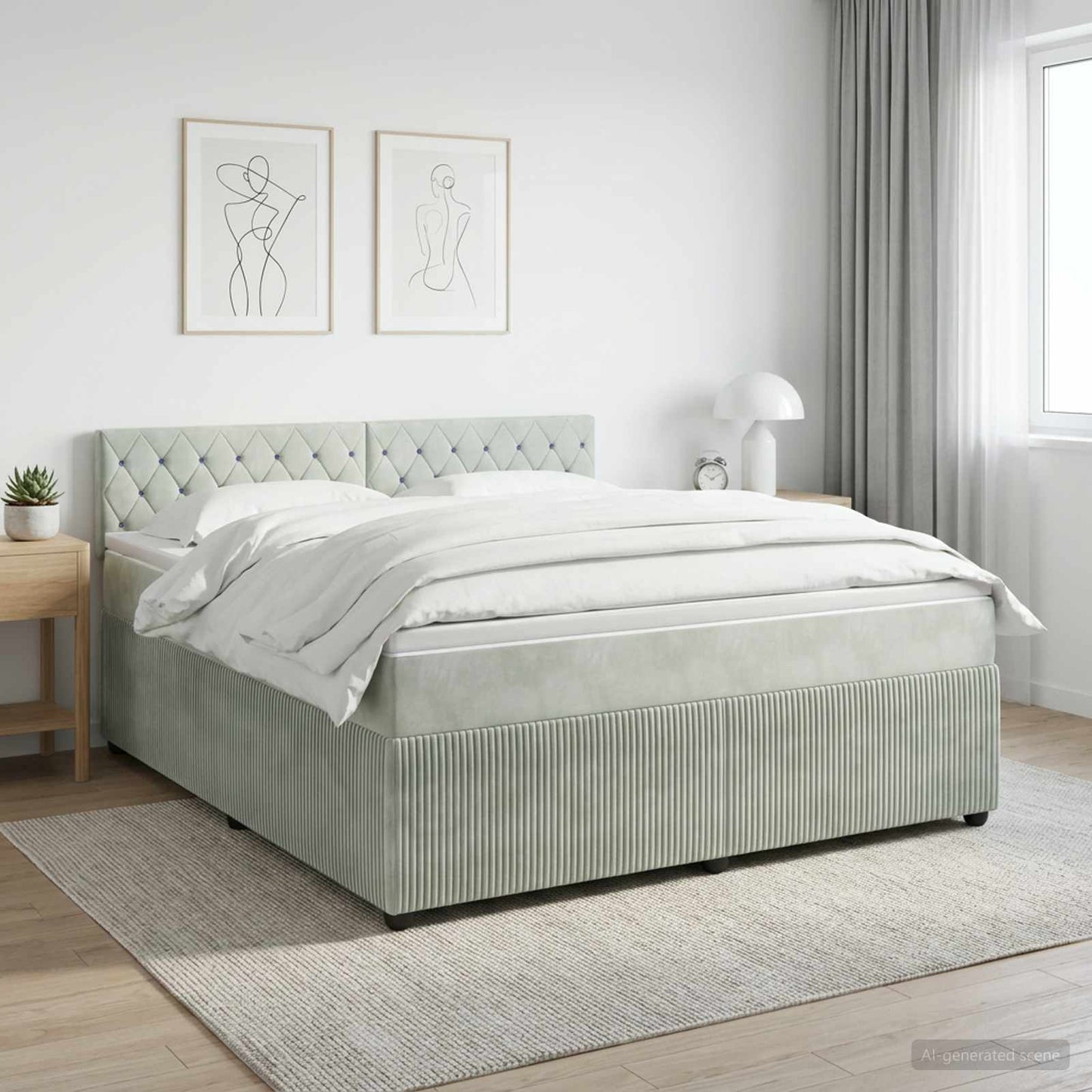 vidaXL Κρεβάτι box spring με στρώμα Ανοιχτό γκρι 140 x 190 cm Βελούδο