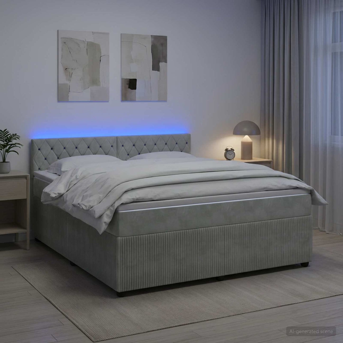 vidaXL Κρεβάτι box spring με στρώμα Ανοιχτό γκρι 140 x 200 cm Βελούδο
