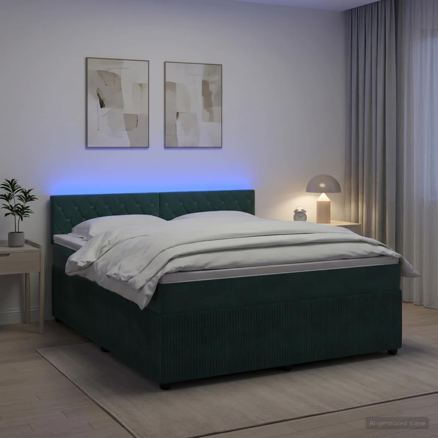 vidaXL Κρεβάτι box spring με στρώμα Σκούρο Πράσινο 140 x 200 cm