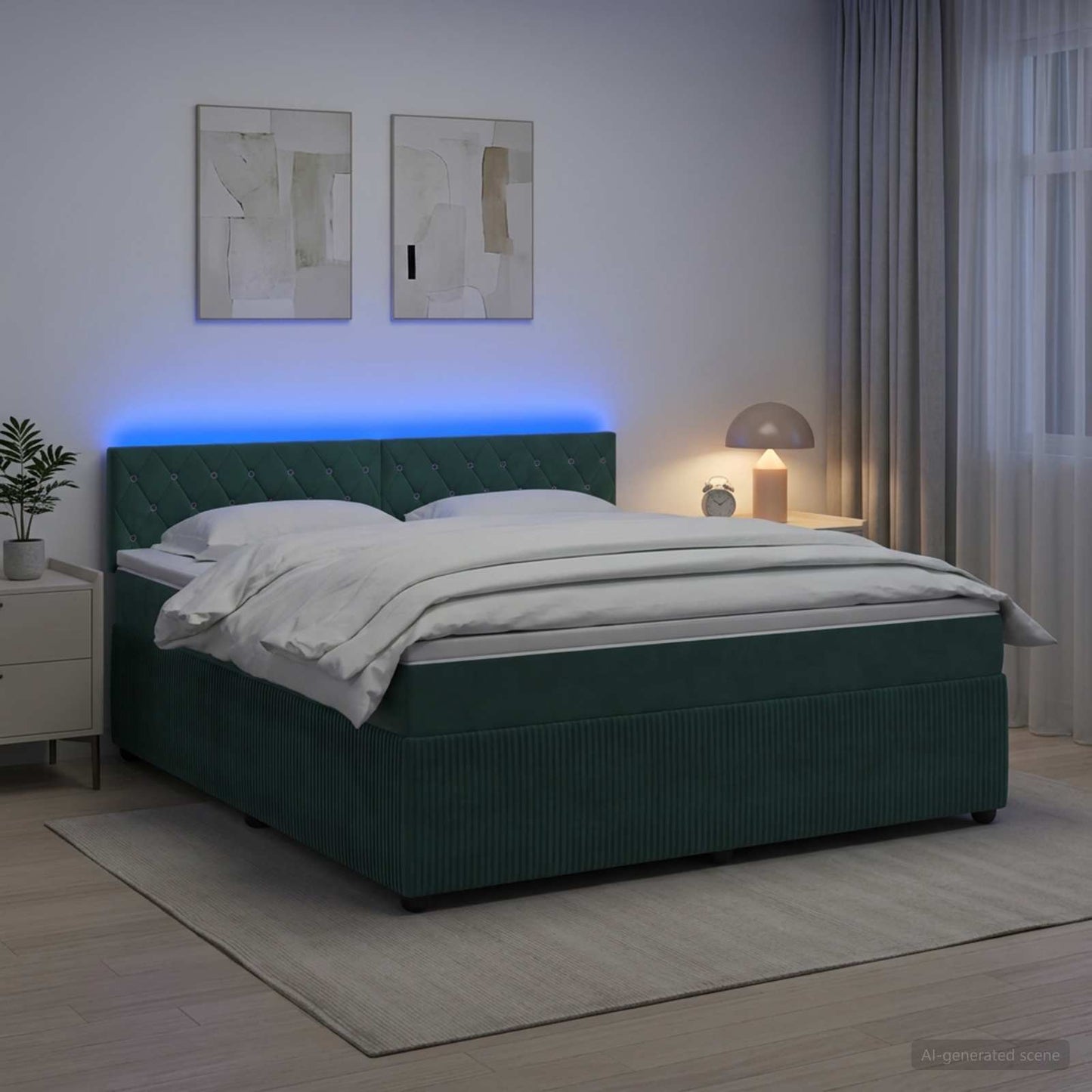 vidaXL Κρεβάτι box spring με στρώμα Σκούρο Πράσινο 140 x 190 cm