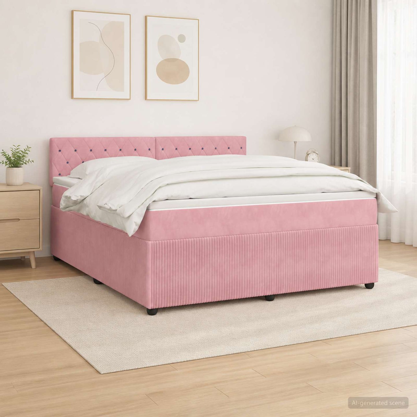 vidaXL Κρεβάτι box spring με στρώμα Ροζ 180 x 200 cm Βελούδο