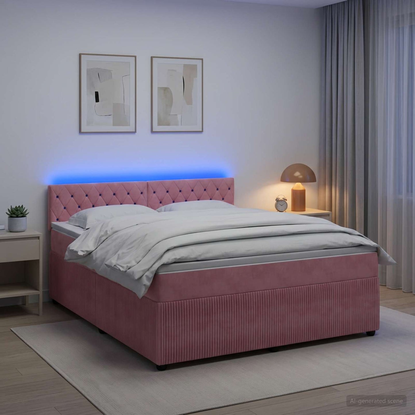 vidaXL Κρεβάτι box spring με στρώμα Ροζ 180 x 200 cm Βελούδο