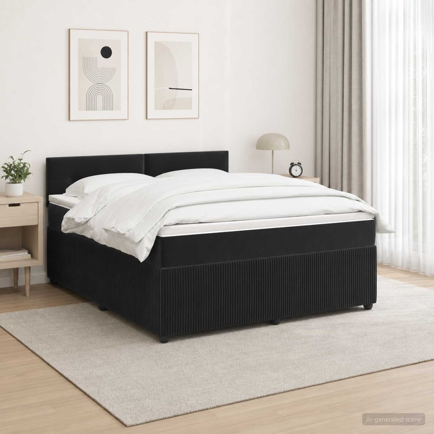 vidaXL Κρεβάτι box spring με στρώμα Μαύρο 180 x 200 cm Βελούδο