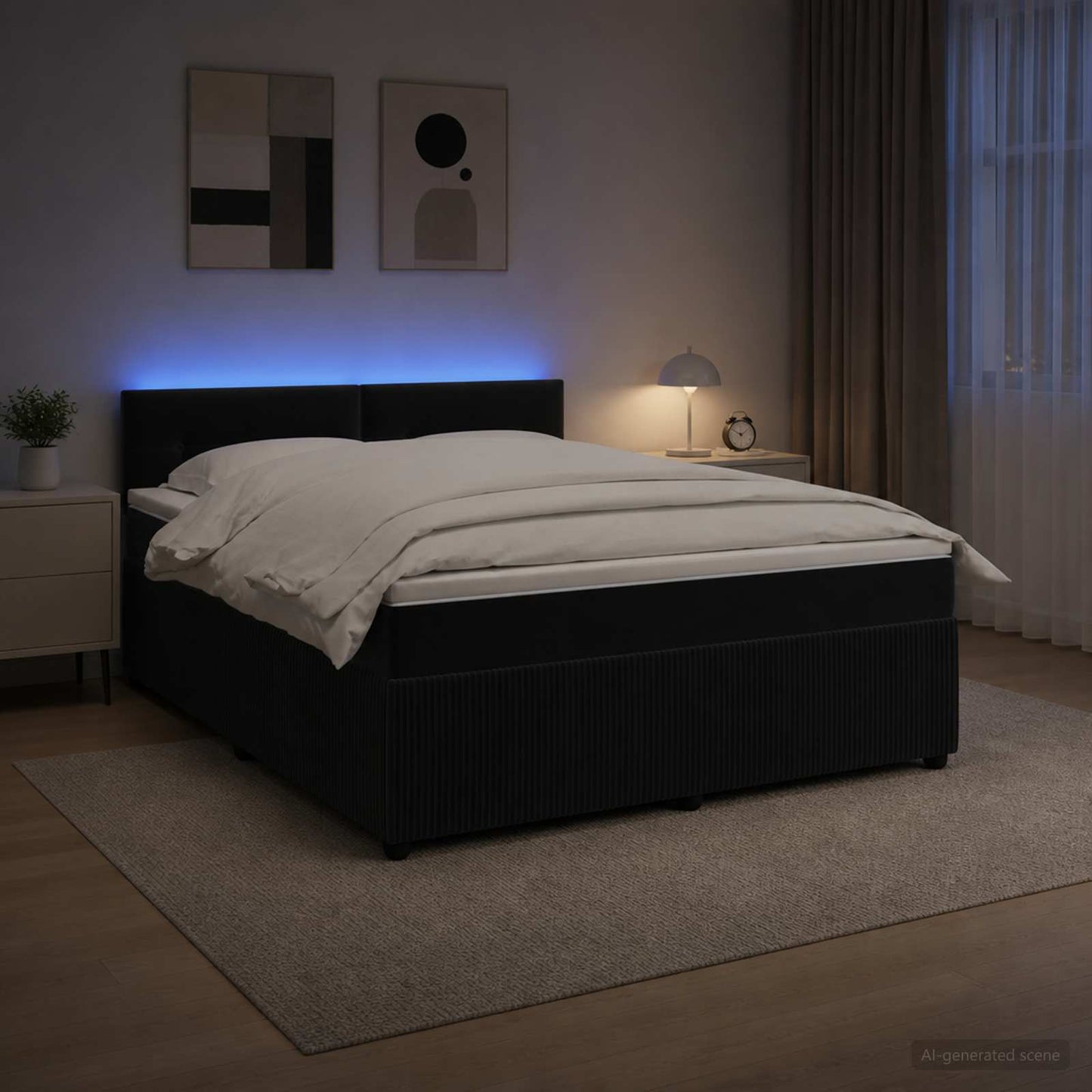 vidaXL Κρεβάτι box spring με στρώμα Μαύρο 180 x 200 cm Βελούδο