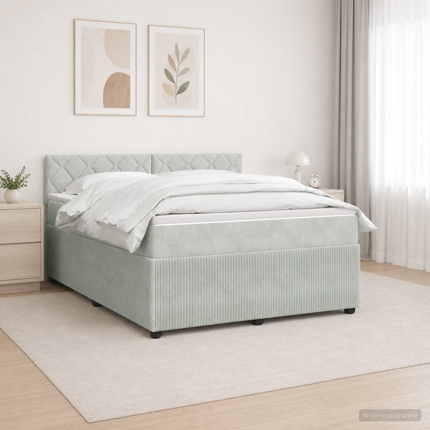 vidaXL Κρεβάτι box spring με στρώμα Ανοιχτό γκρι 140 x 190 cm Βελούδο