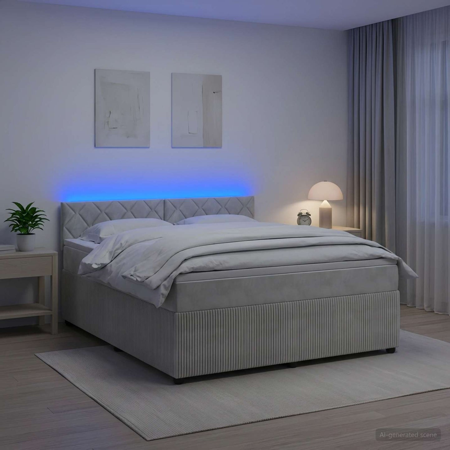 vidaXL Κρεβάτι box spring με στρώμα Ανοιχτό γκρι 140 x 190 cm Βελούδο