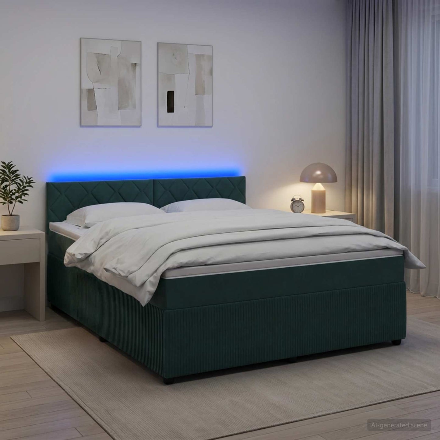 vidaXL Κρεβάτι box spring με στρώμα Σκούρο Πράσινο 140 x 190 cm