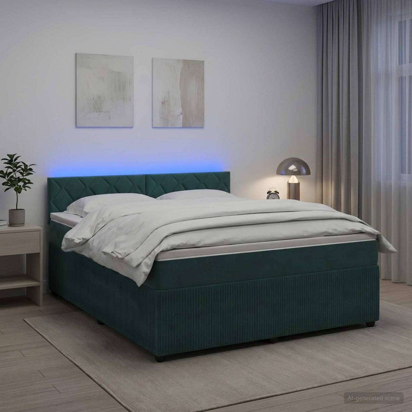 vidaXL Κρεβάτι box spring με στρώμα Σκούρο Πράσινο 140 x 190 cm