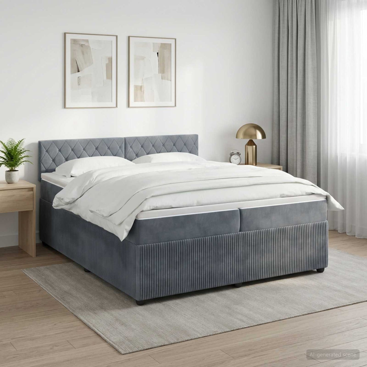 vidaXL Κρεβάτι box spring με στρώμα Σκούρο Γκρι 200 x 200 cm Βελούδο