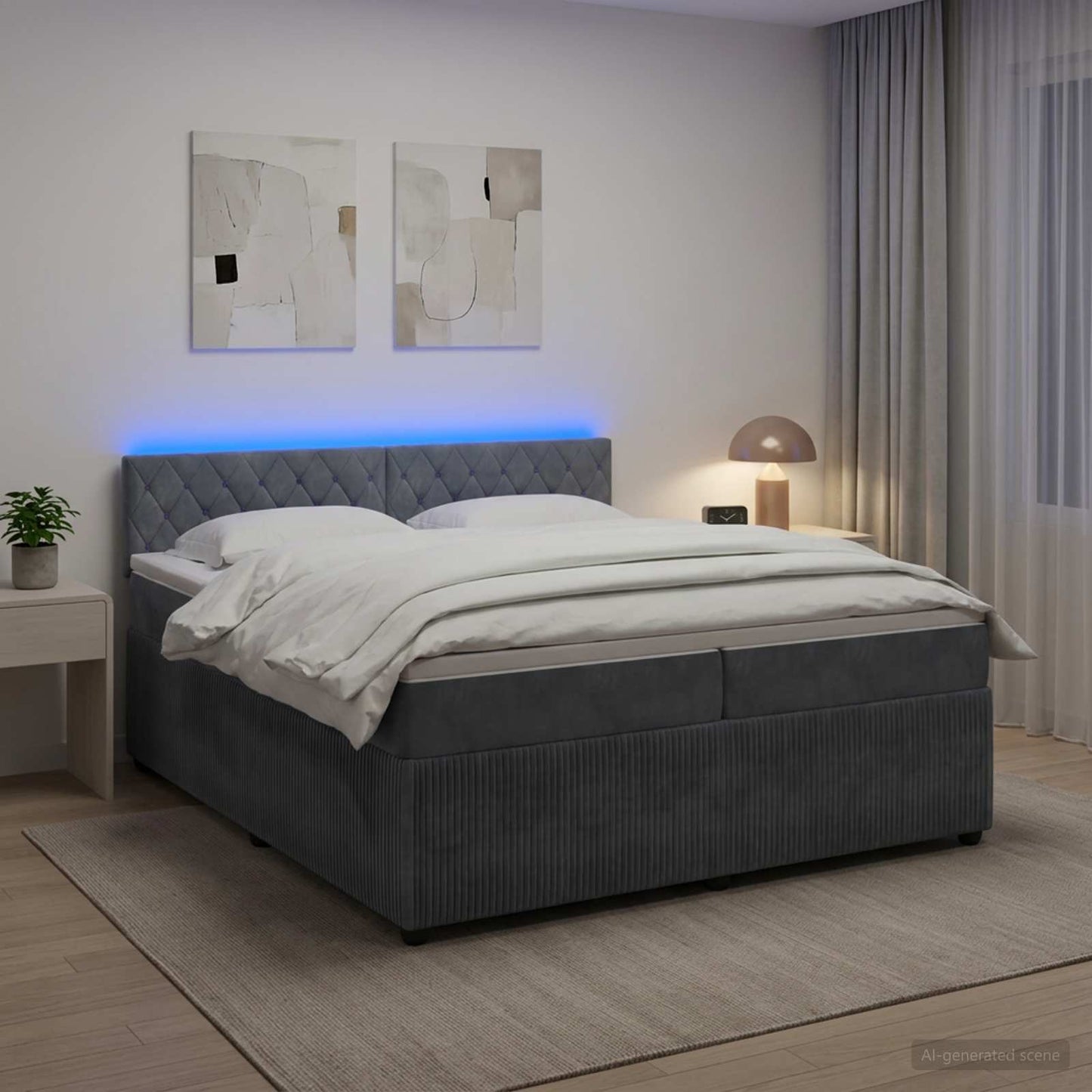 vidaXL Κρεβάτι box spring με στρώμα Σκούρο Γκρι 200 x 200 cm Βελούδο