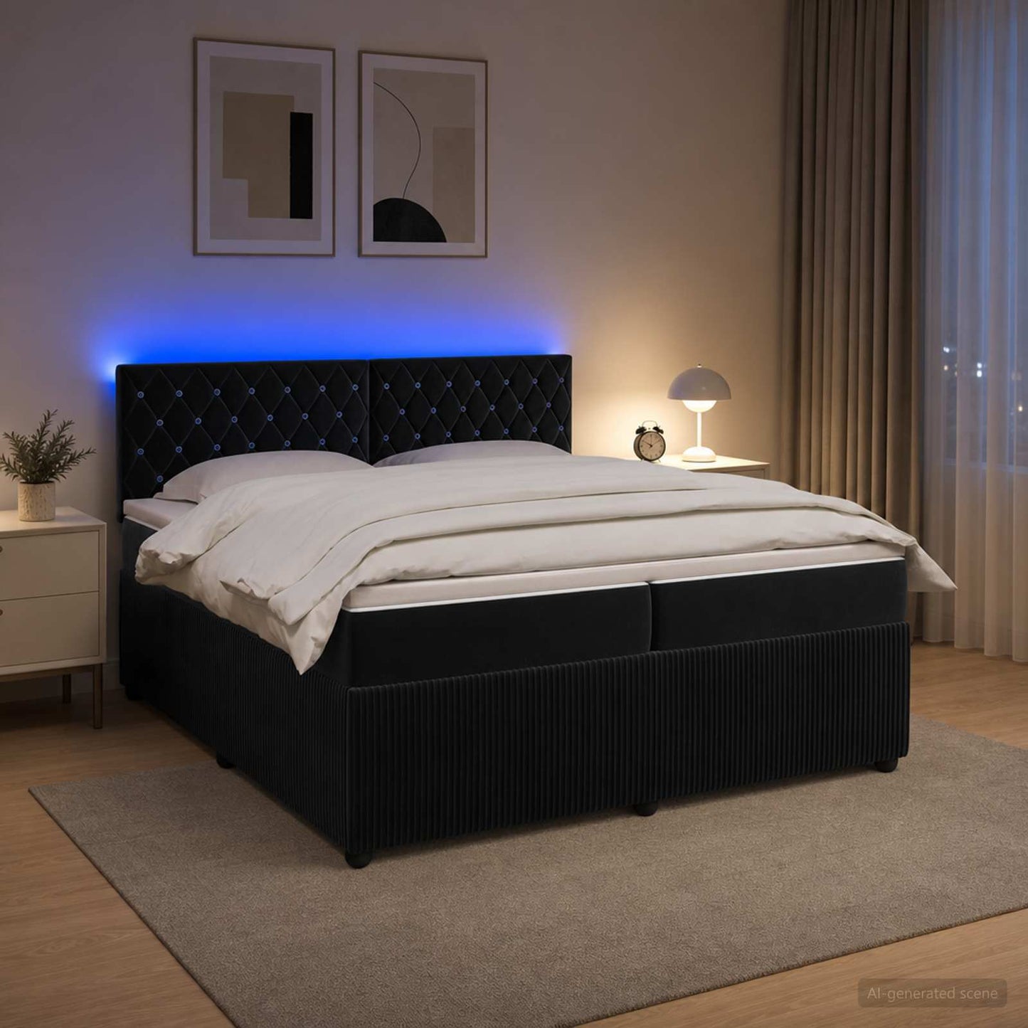 vidaXL Κρεβάτι box spring με στρώμα Μαύρο 200 x 200 cm Βελούδο