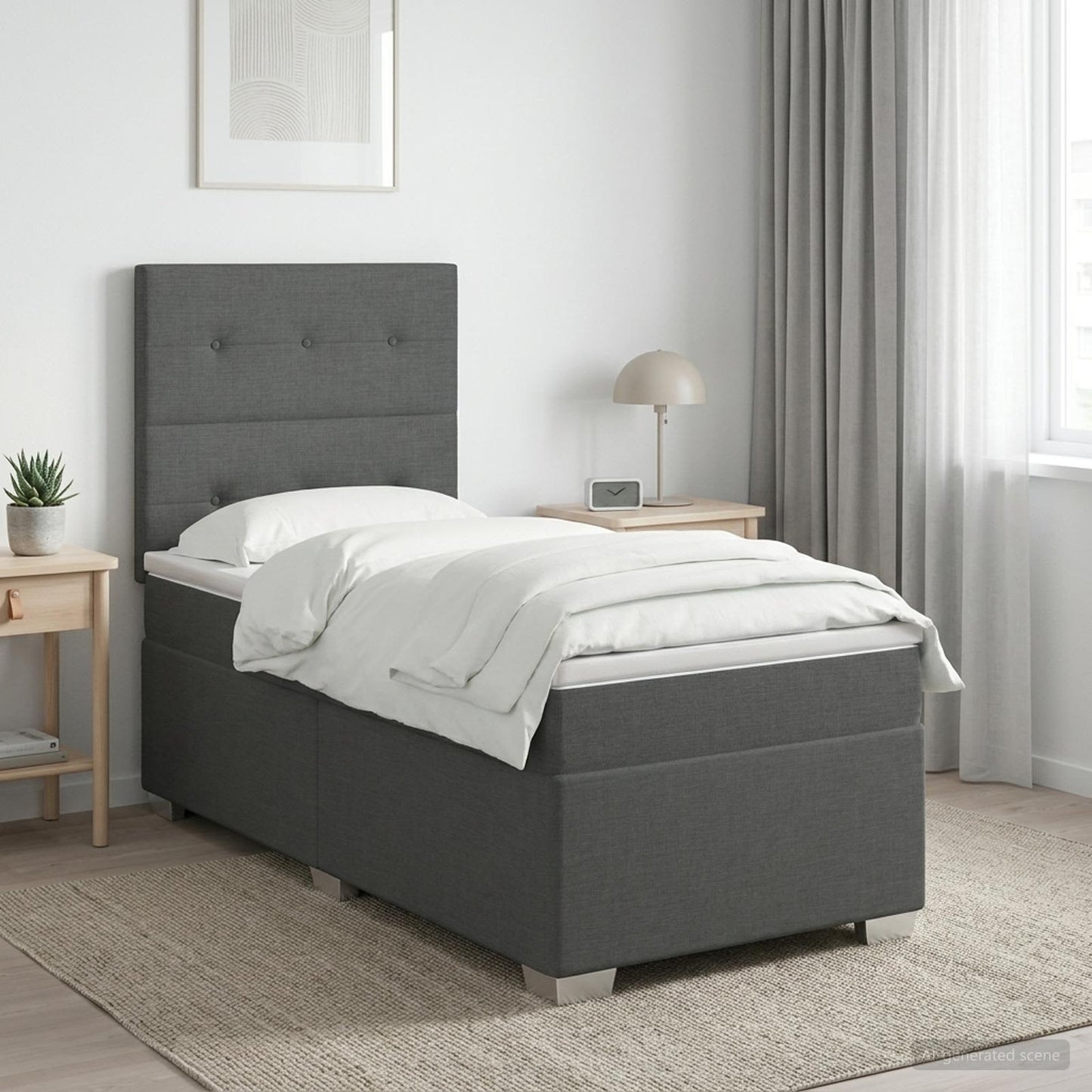 vidaXL Κρεβάτι box spring με στρώμα Σκούρο Γκρι 90 x 190 cm Ύφασμα