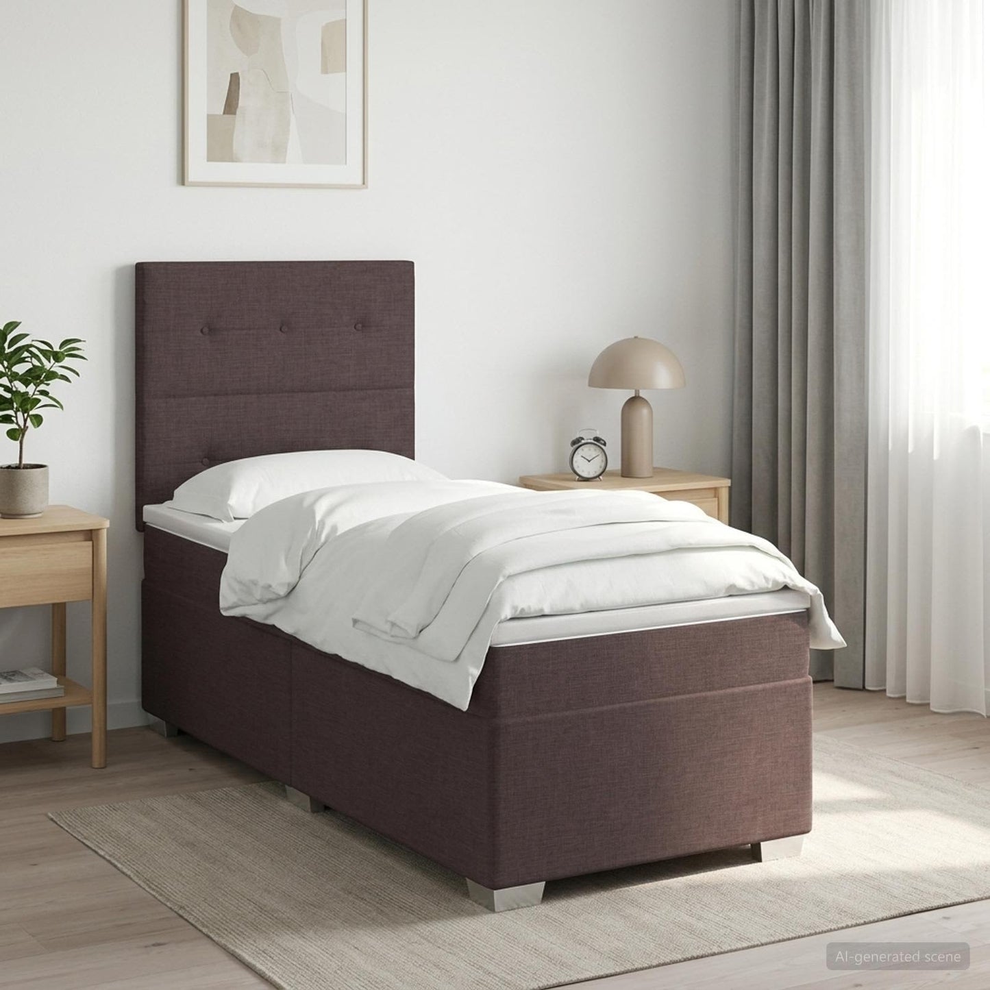 vidaXL Κρεβάτι box spring με στρώμα Σκούρο Καφέ 90 x 200 cm Ύφασμα