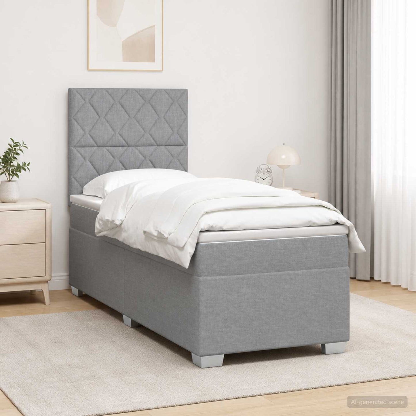 vidaXL Κρεβάτι box spring με στρώμα Ανοιχτό γκρι 90 x 190 cm Ύφασμα