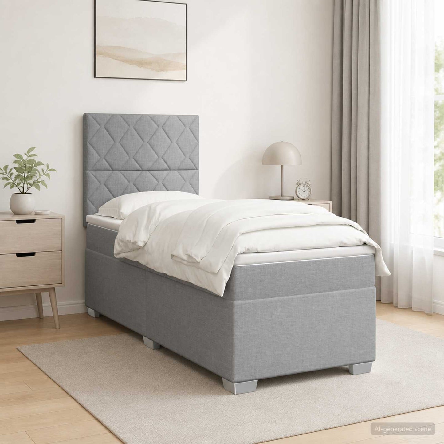 vidaXL Κρεβάτι box spring με στρώμα Ανοιχτό γκρι 90 x 190 cm Ύφασμα