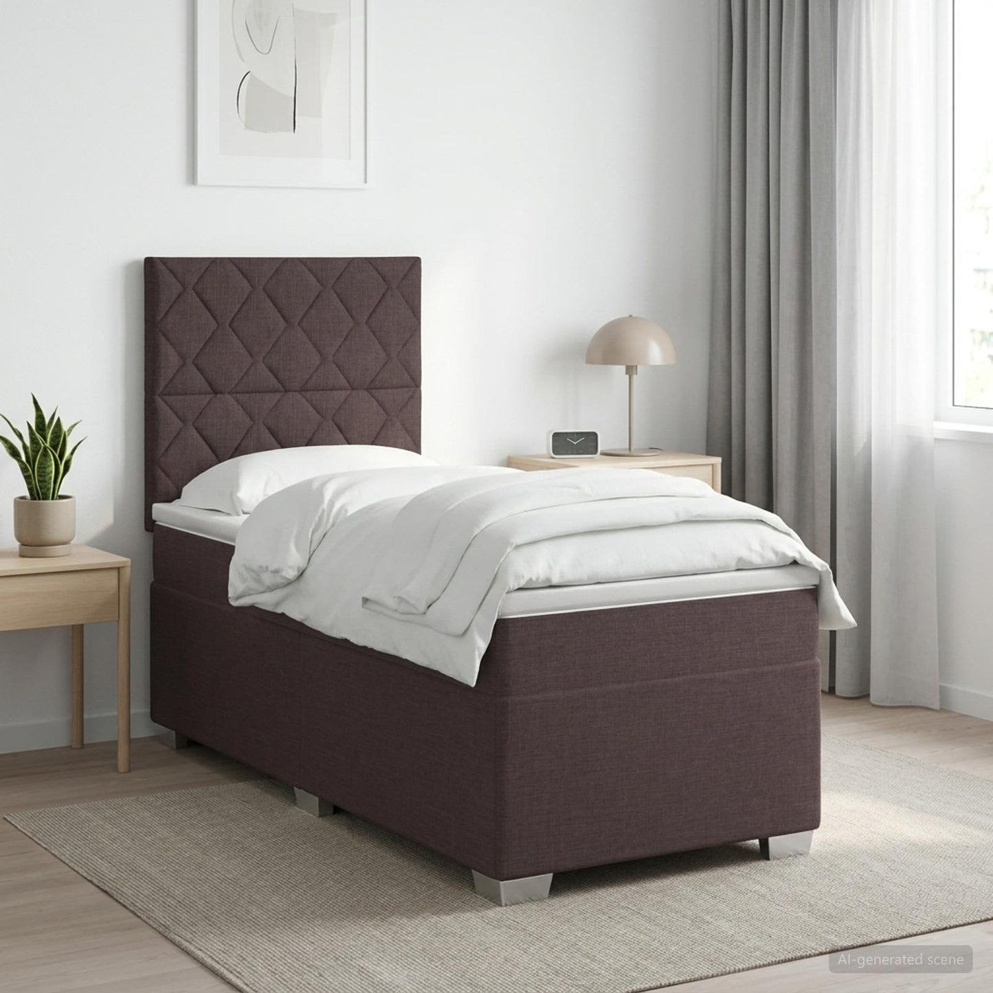 vidaXL Κρεβάτι box spring με στρώμα Σκούρο Καφέ 80 x 200 cm Ύφασμα