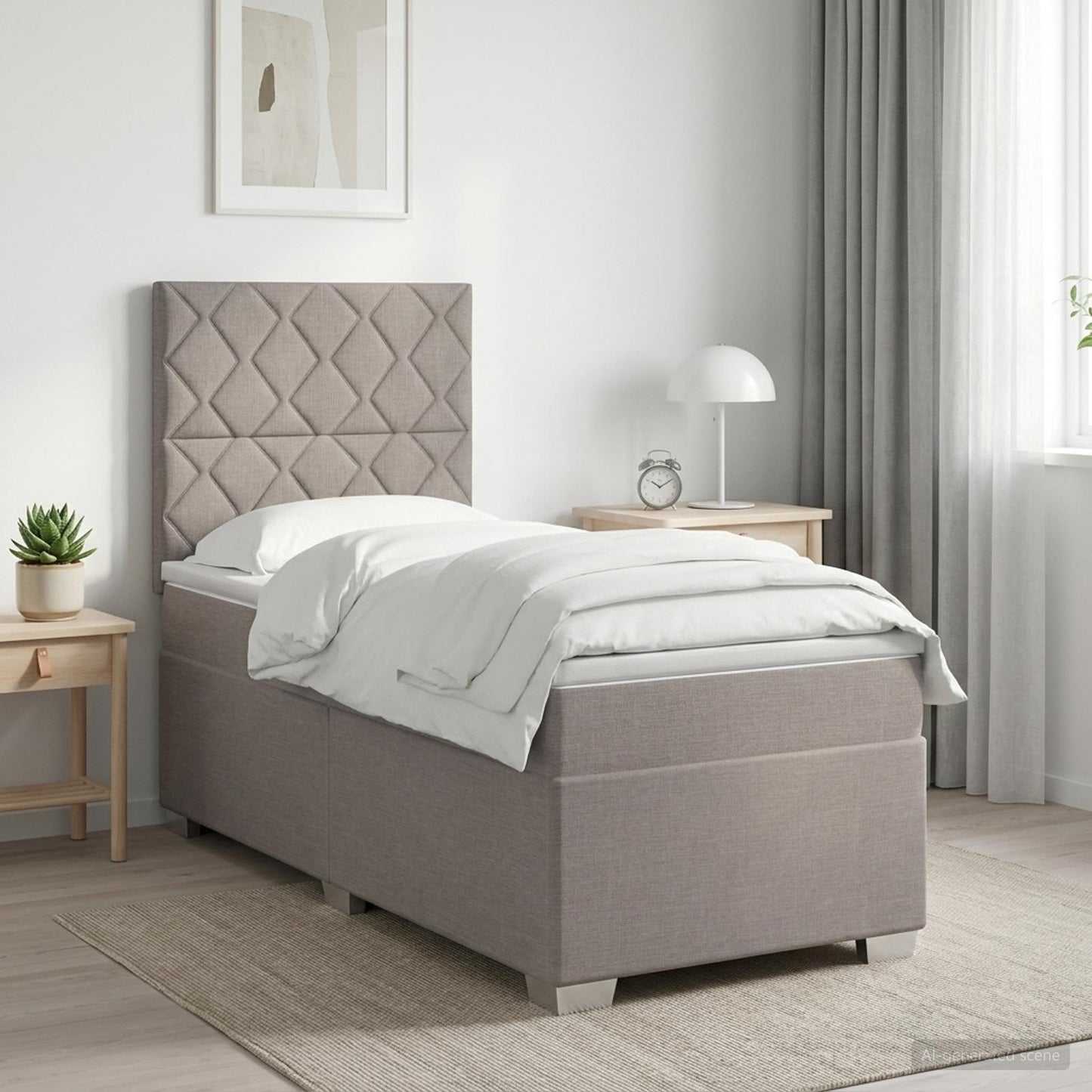 vidaXL Κρεβάτι box spring με στρώμα Taupe 100 x 200 cm Ύφασμα