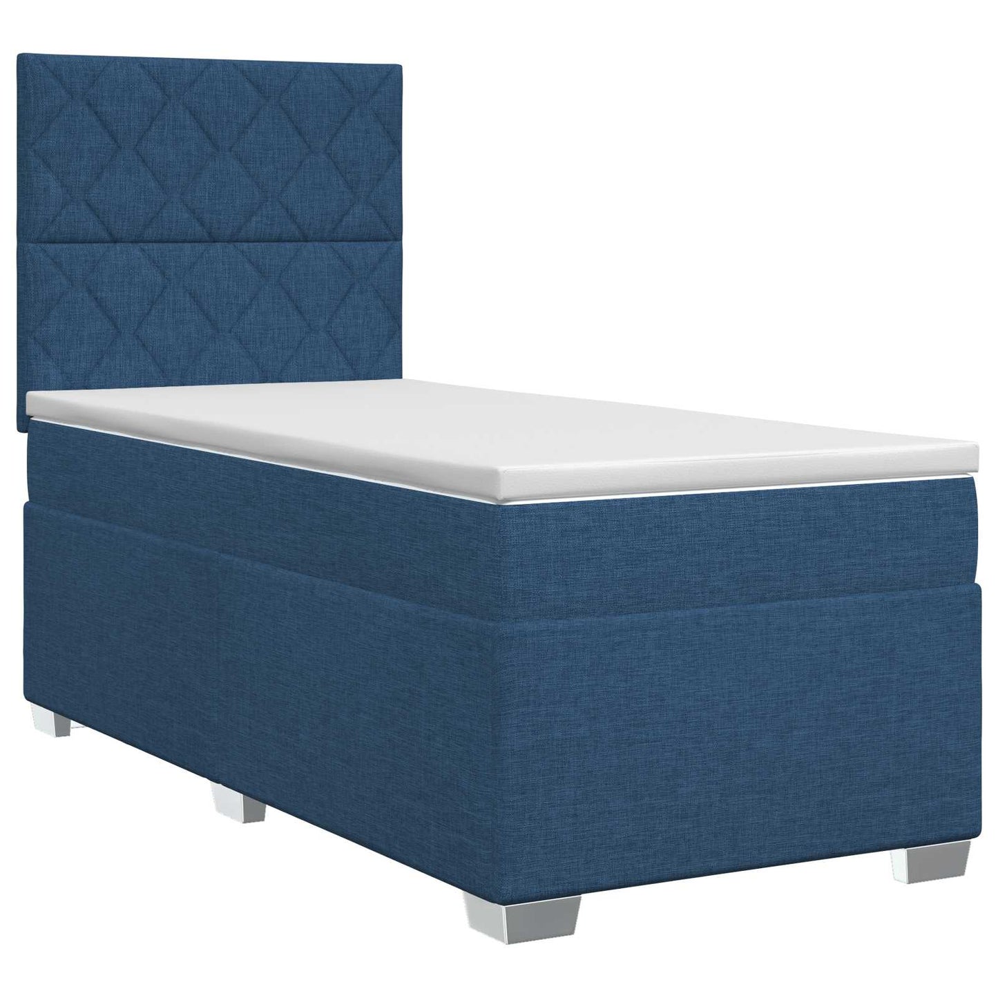 vidaXL Κρεβάτι box spring με στρώμα Μπλε 90 x 190 cm Ύφασμα