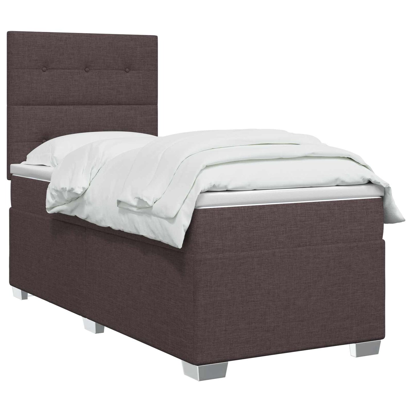 vidaXL Κρεβάτι box spring με στρώμα Σκούρο Καφέ 90 x 200 cm Ύφασμα