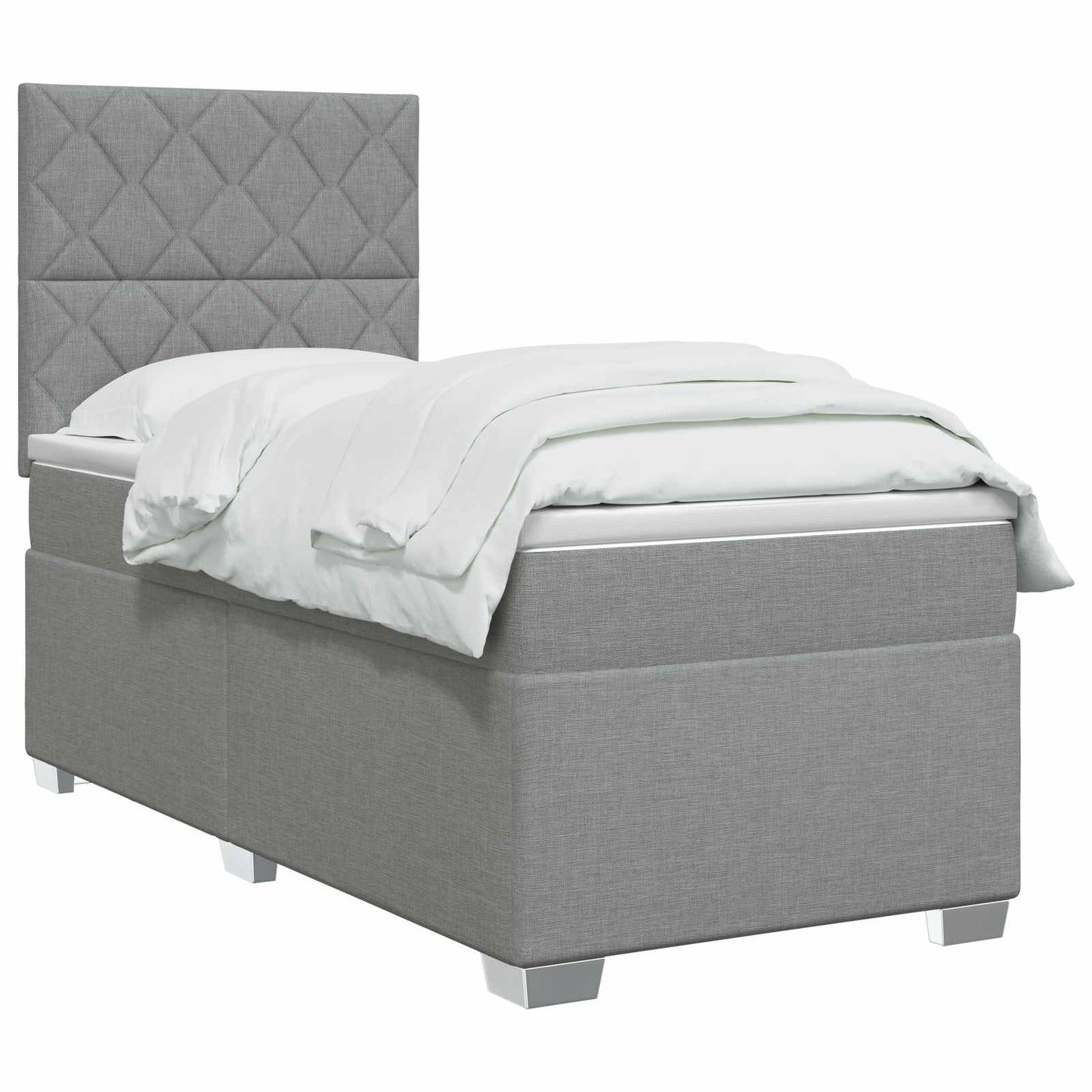 vidaXL Κρεβάτι box spring με στρώμα Ανοιχτό γκρι 90 x 200 cm Ύφασμα