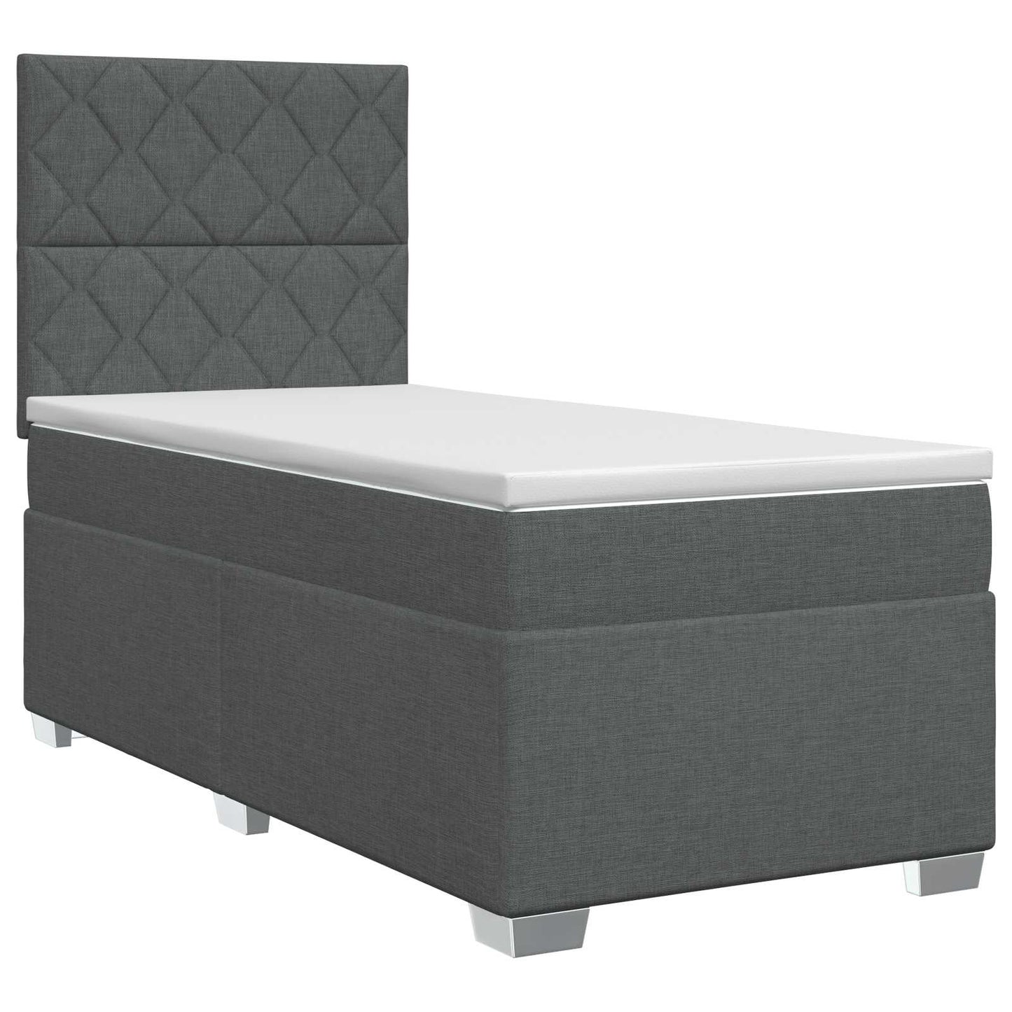 vidaXL Κρεβάτι box spring με στρώμα Σκούρο Γκρι 90 x 200 cm Ύφασμα