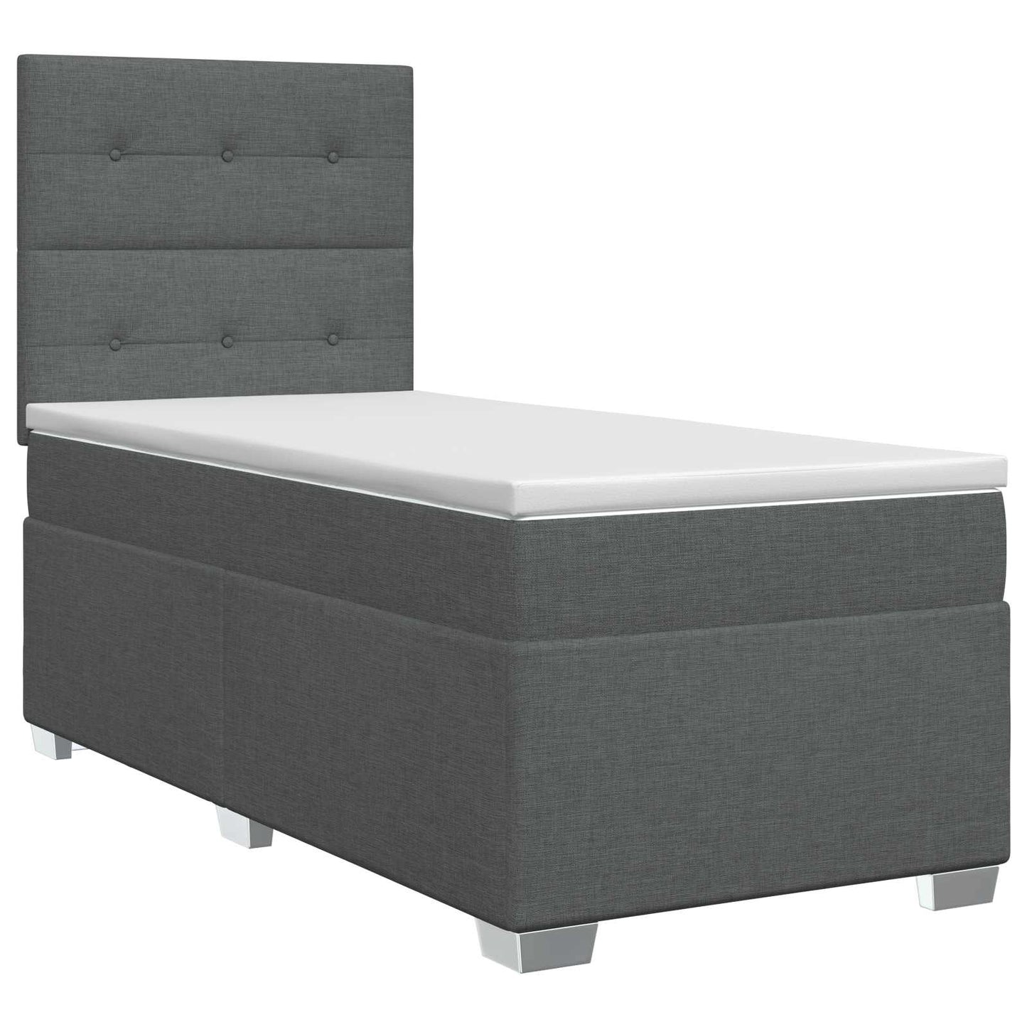 vidaXL Κρεβάτι box spring με στρώμα Σκούρο Γκρι 100 x 200 cm Ύφασμα
