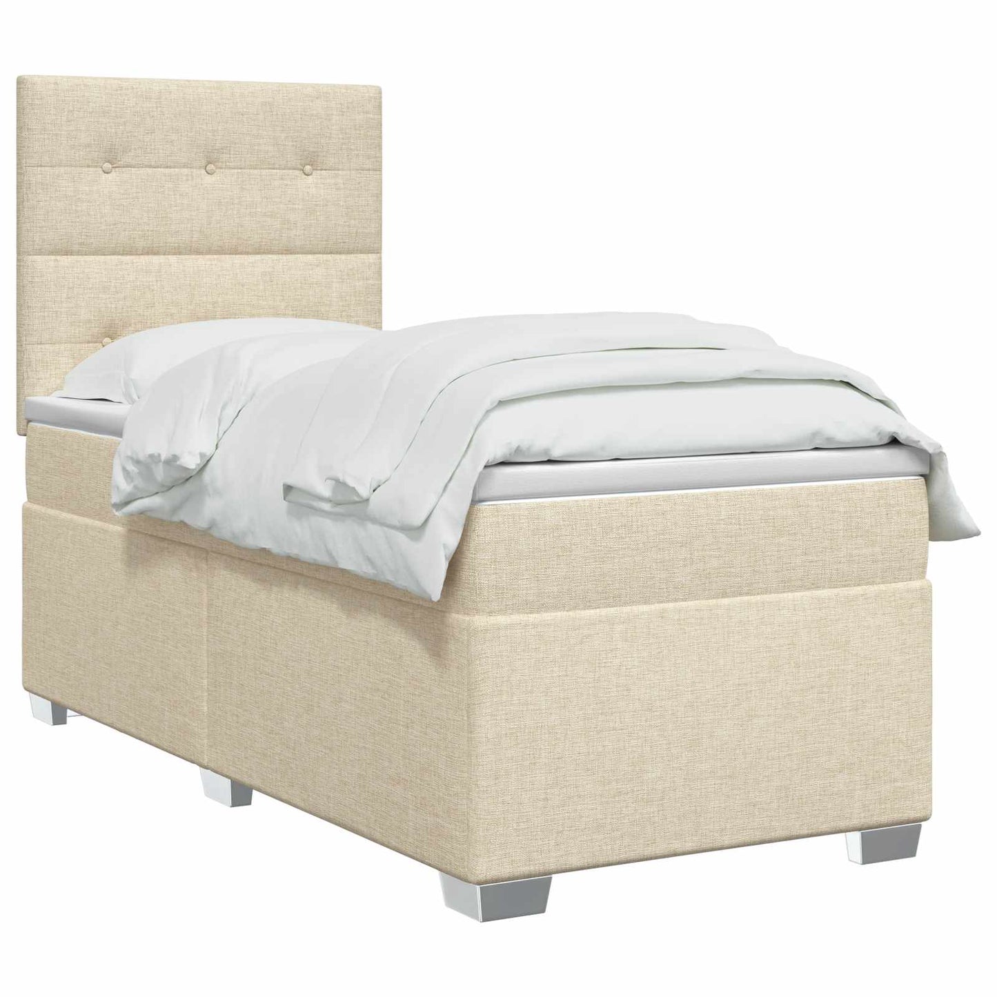vidaXL Κρεβάτι box spring με στρώμα Κρεμ 100 x 200 cm Ύφασμα