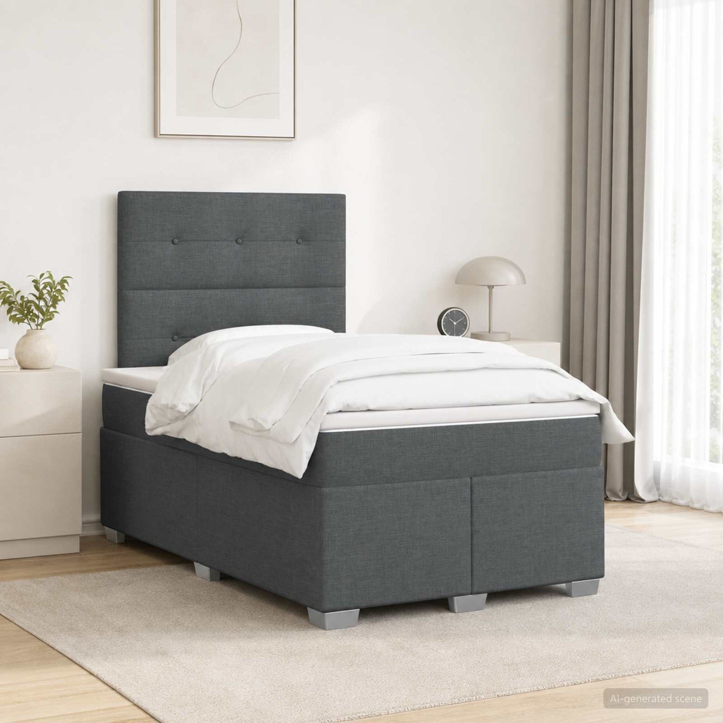vidaXL Κρεβάτι box spring με στρώμα Σκούρο Γκρι 120 x 200 cm Ύφασμα