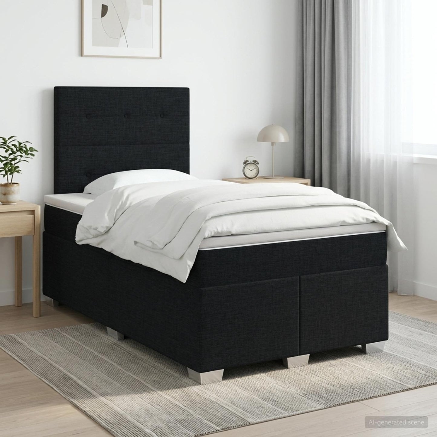 vidaXL Κρεβάτι box spring με στρώμα Μαύρο 120 x 190 cm Ύφασμα