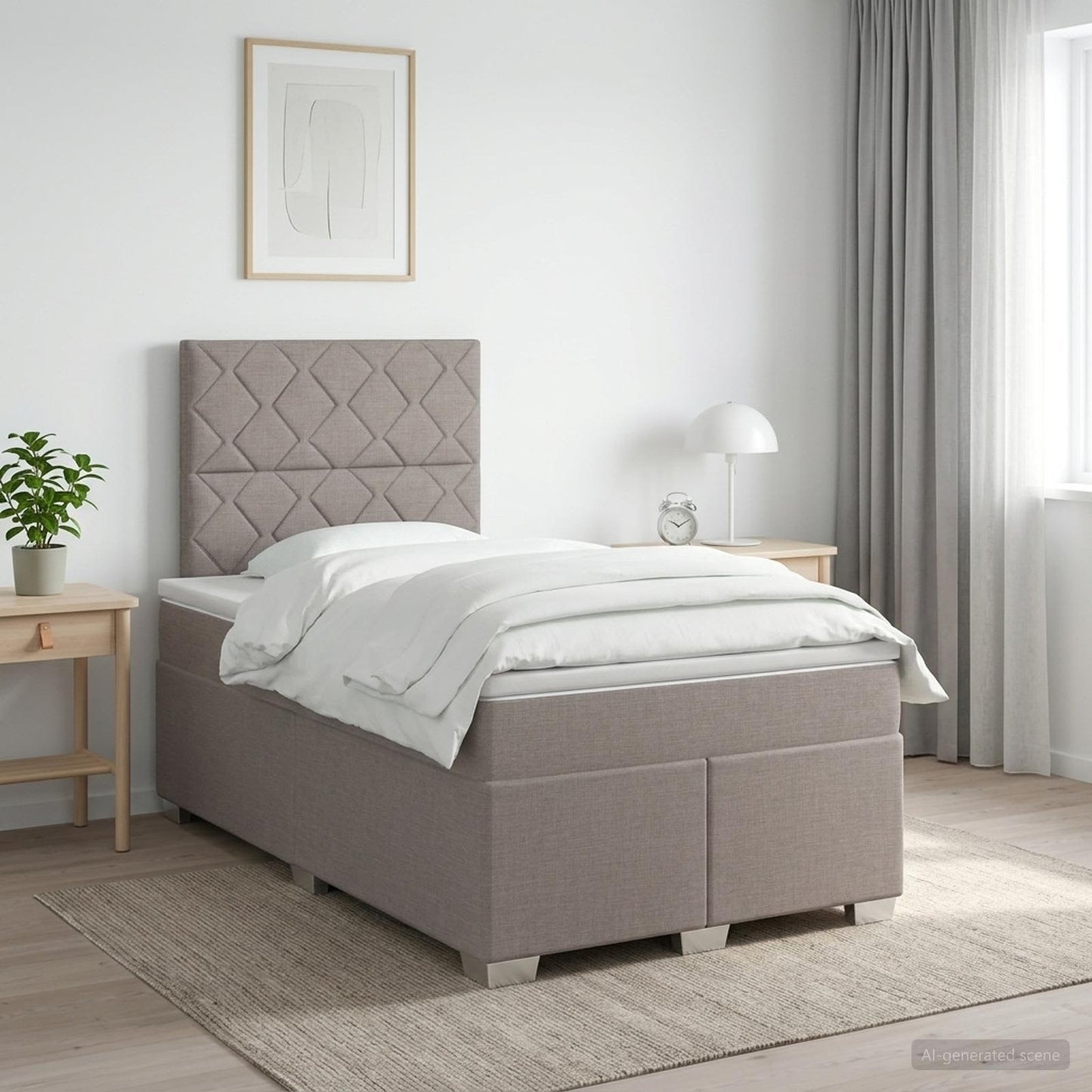 vidaXL Κρεβάτι box spring με στρώμα Taupe 120 x 200 cm Ύφασμα