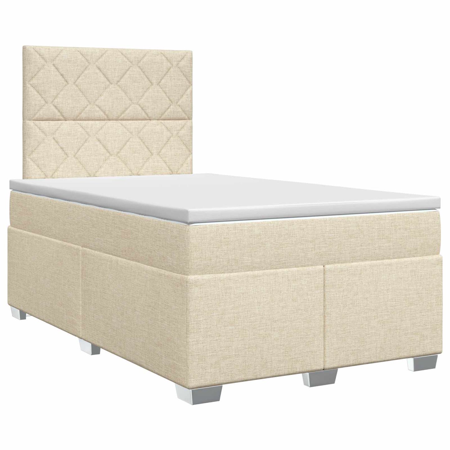 vidaXL Κρεβάτι box spring με στρώμα Κρεμ 120 x 190 cm Ύφασμα